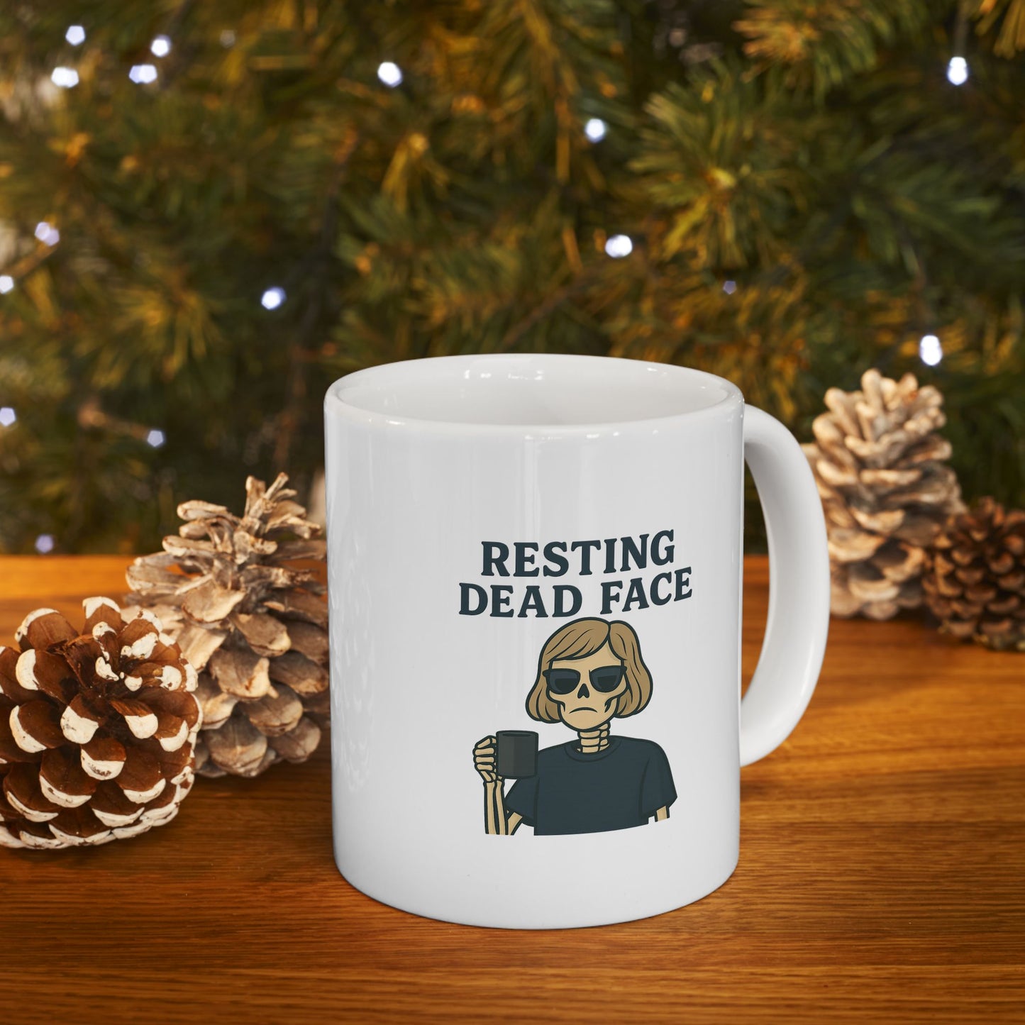 Resting Dead Face Skeleton Mug / Funny Burnout Coffee Cup for Sarcastic Souls / Funny Ceramic Coffee Mug