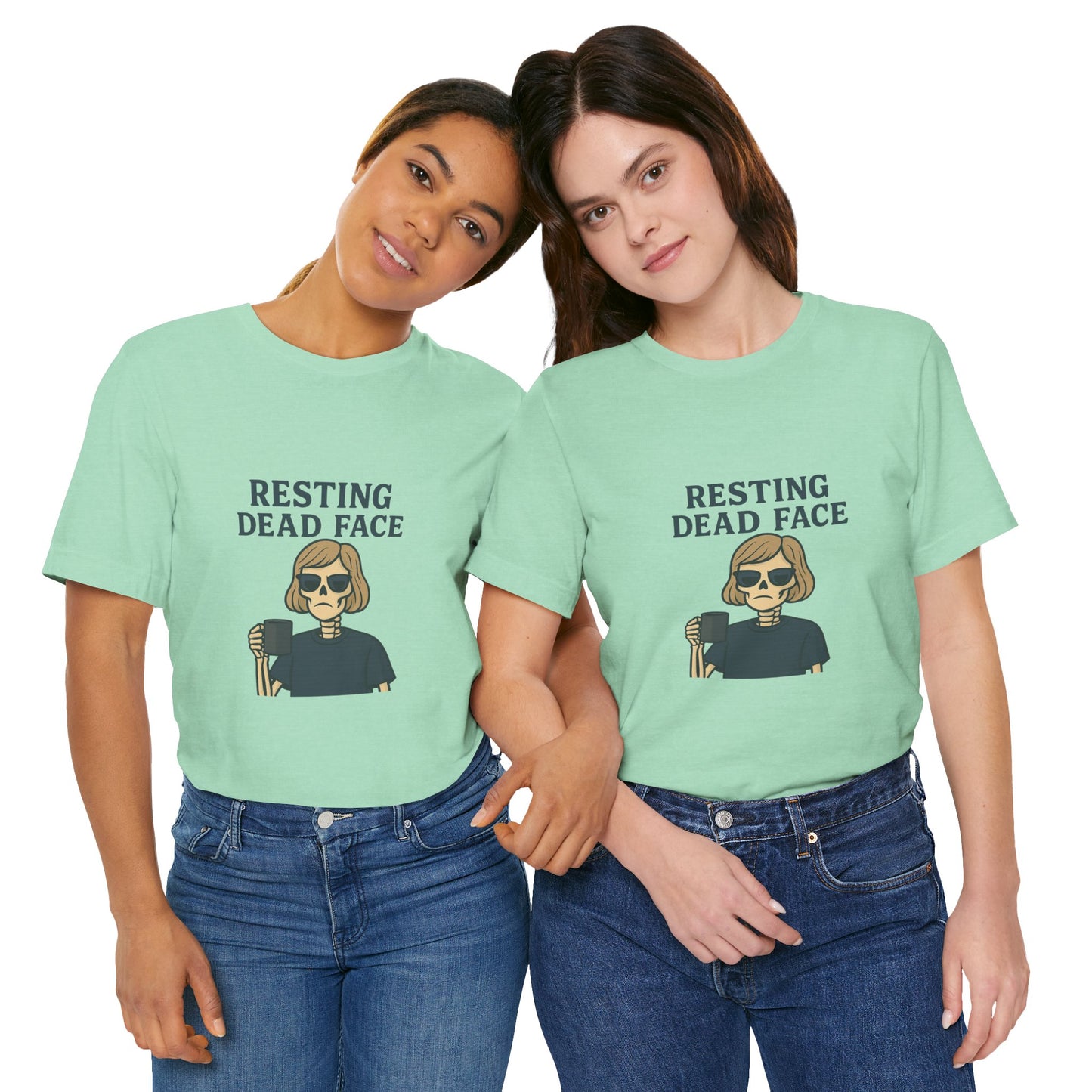 Resting Dead Face T-Shirt / Funny Skeleton Coffee Shirt | Burnout Humor Tee for Women | Dead Mans Club / Resting Dead Face Unisex Tee