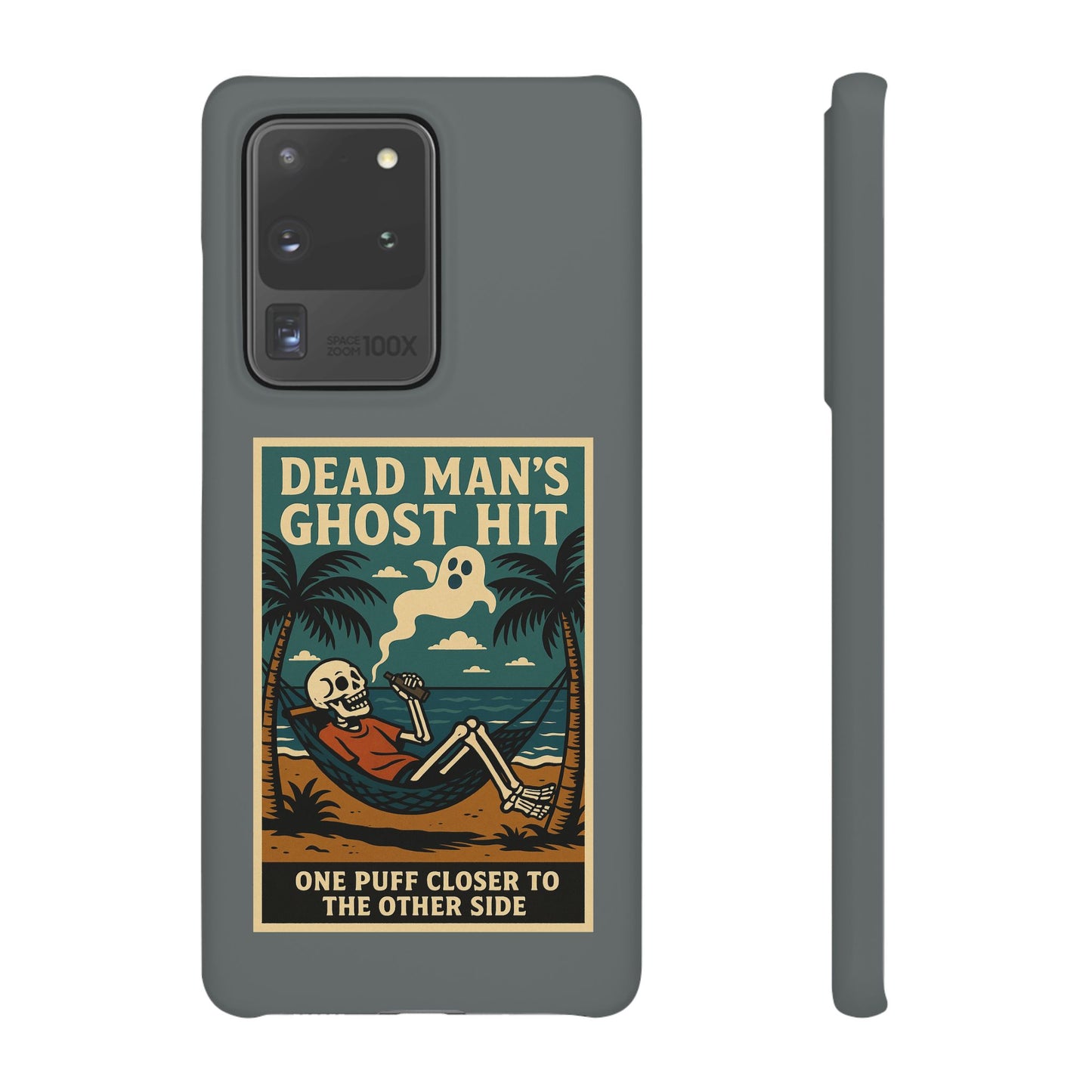 Dead Mans Ghost Hit iPhone Case One Puff Closer to the Other Side Skeleton Vibe Design