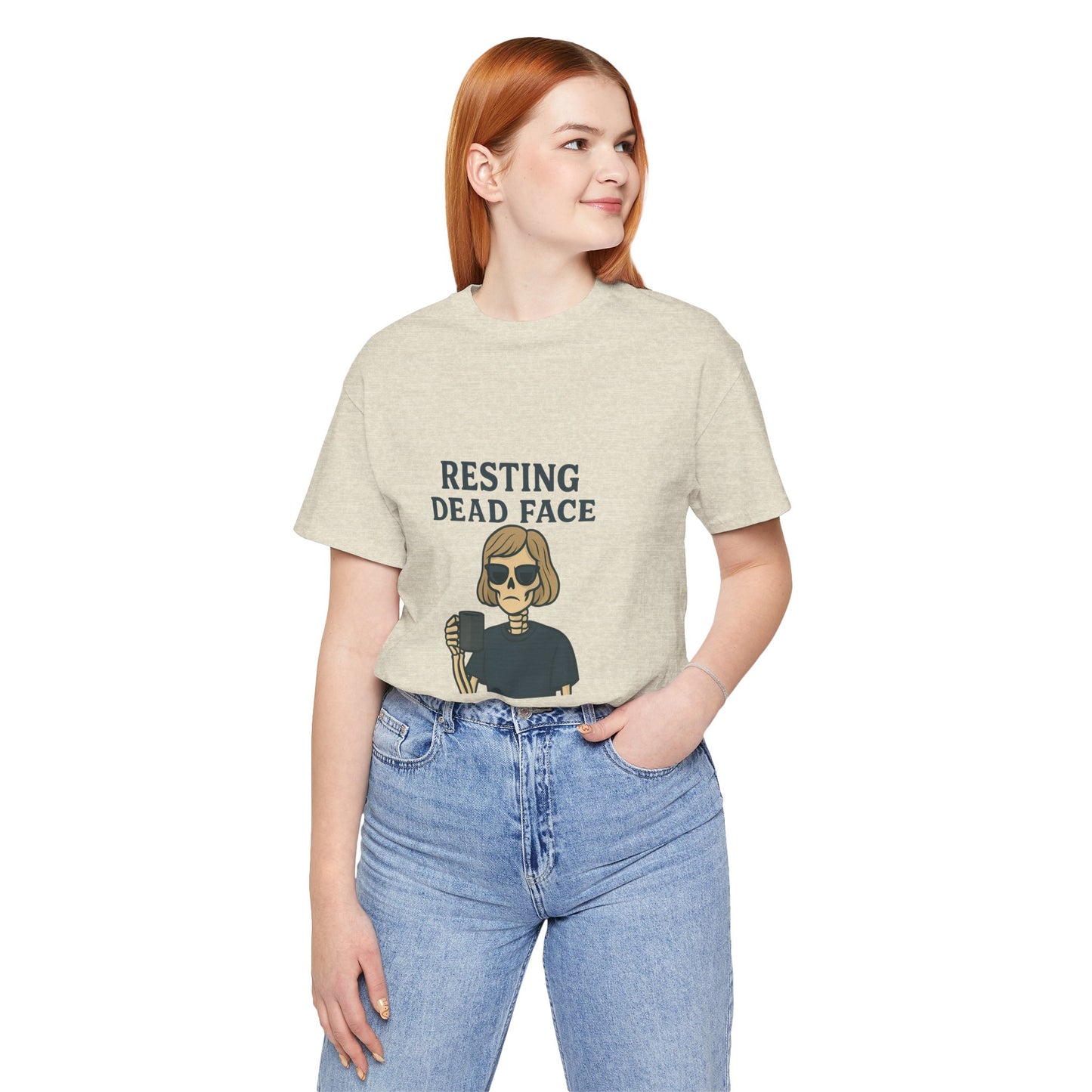 Resting Dead Face T-Shirt / Funny Skeleton Coffee Shirt | Burnout Humor Tee for Women | Dead Mans Club / Resting Dead Face Unisex Tee