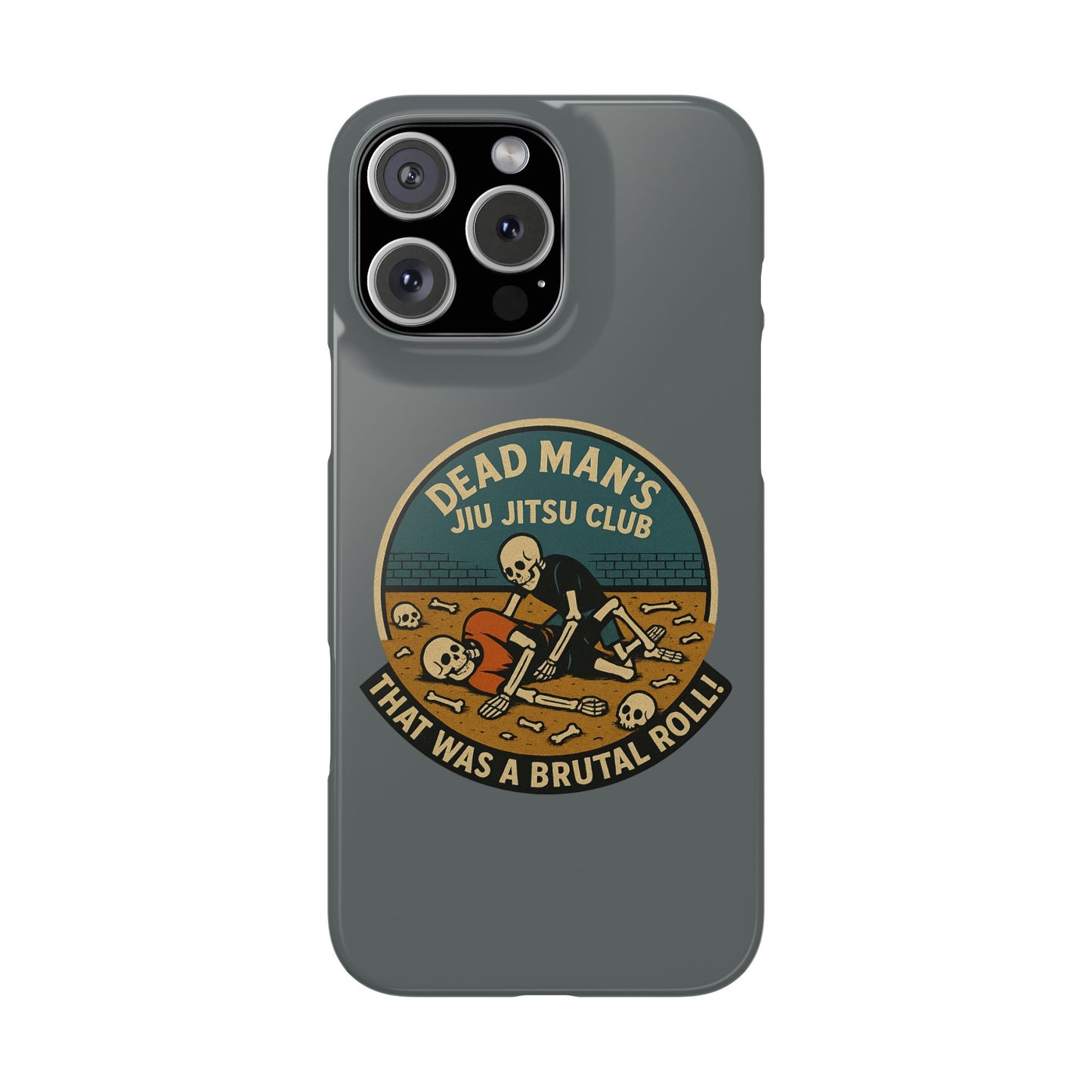 Dead Mans Jiu Jitsu Club iPhone Case That Was a Brutal Roll Skeleton Grappling Design
