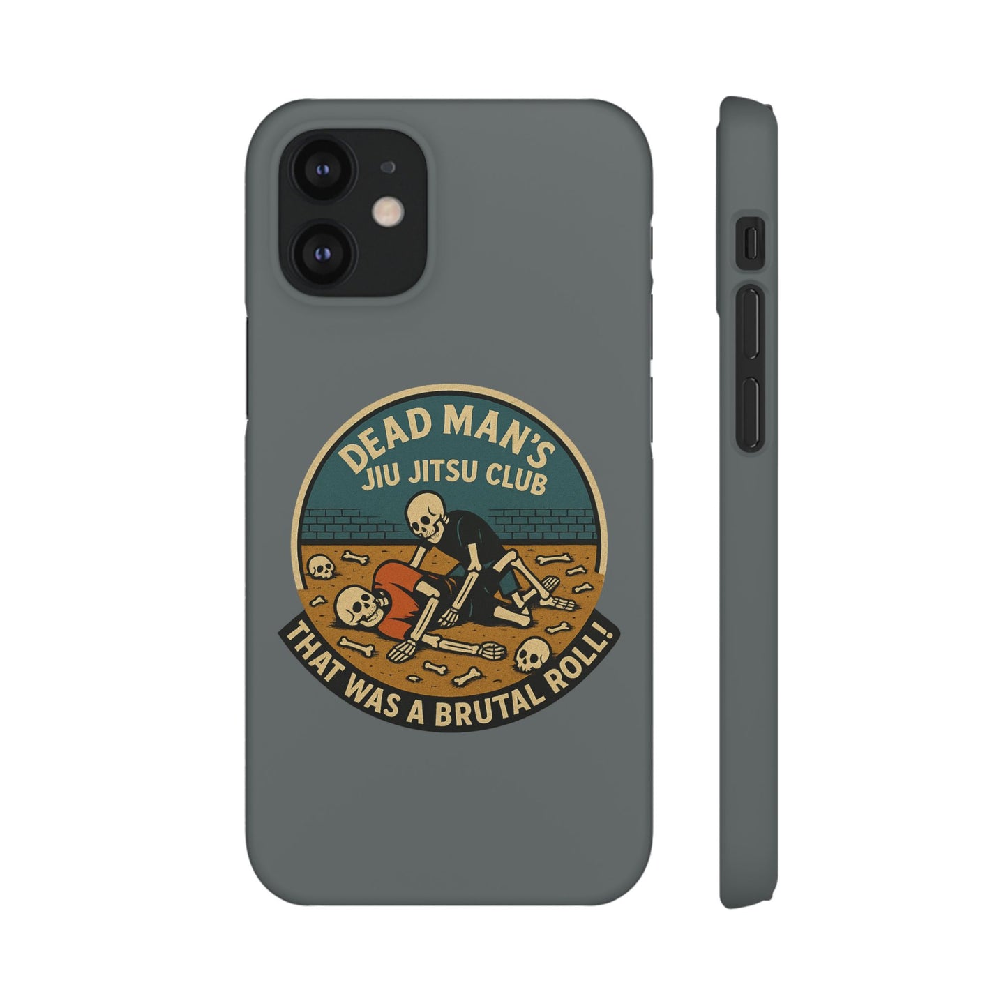 Dead Mans Jiu Jitsu Club iPhone Case That Was a Brutal Roll Skeleton Grappling Design