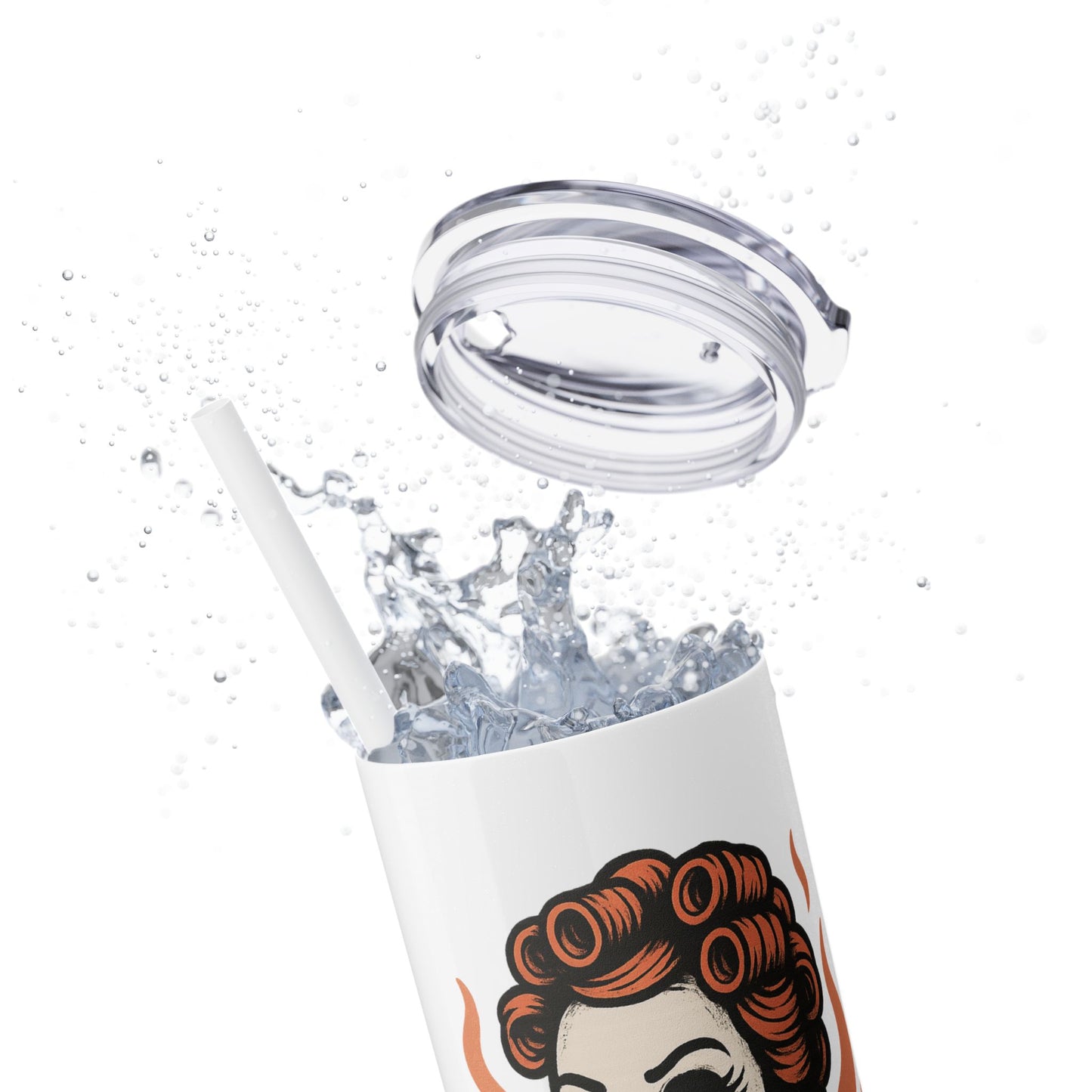 Burned Out But Still Pretty Tumbler | Funny Skeleton Travel Cup | 20oz Stainless Steel Skinny Tumbler with Straw | Dark Humor Gift