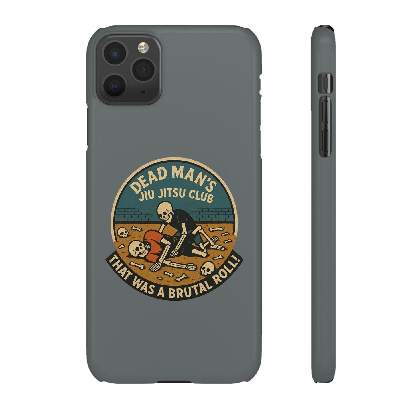 Dead Mans Jiu Jitsu Club iPhone Case That Was a Brutal Roll Skeleton Grappling Design