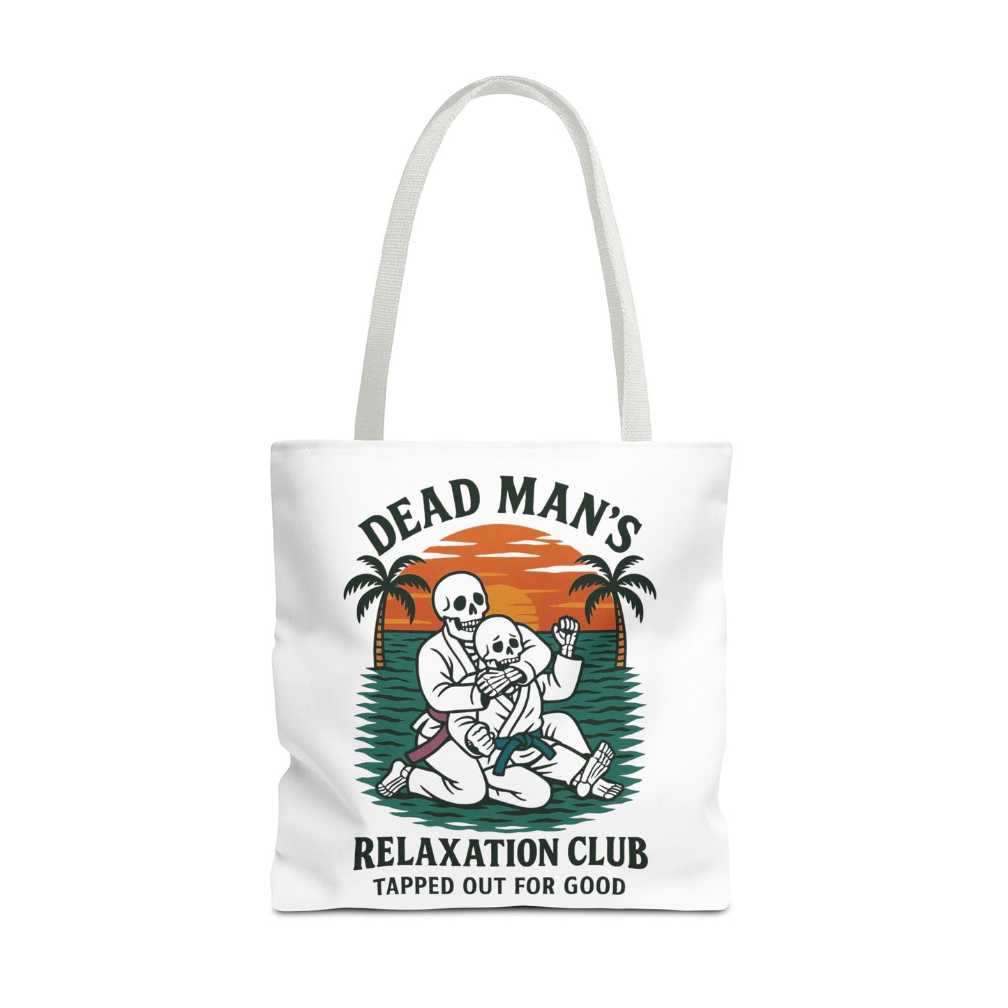Dead Mans Relaxation Club Tote Bag / Tapped Out for Good Skeleton Jiu Jitsu Design