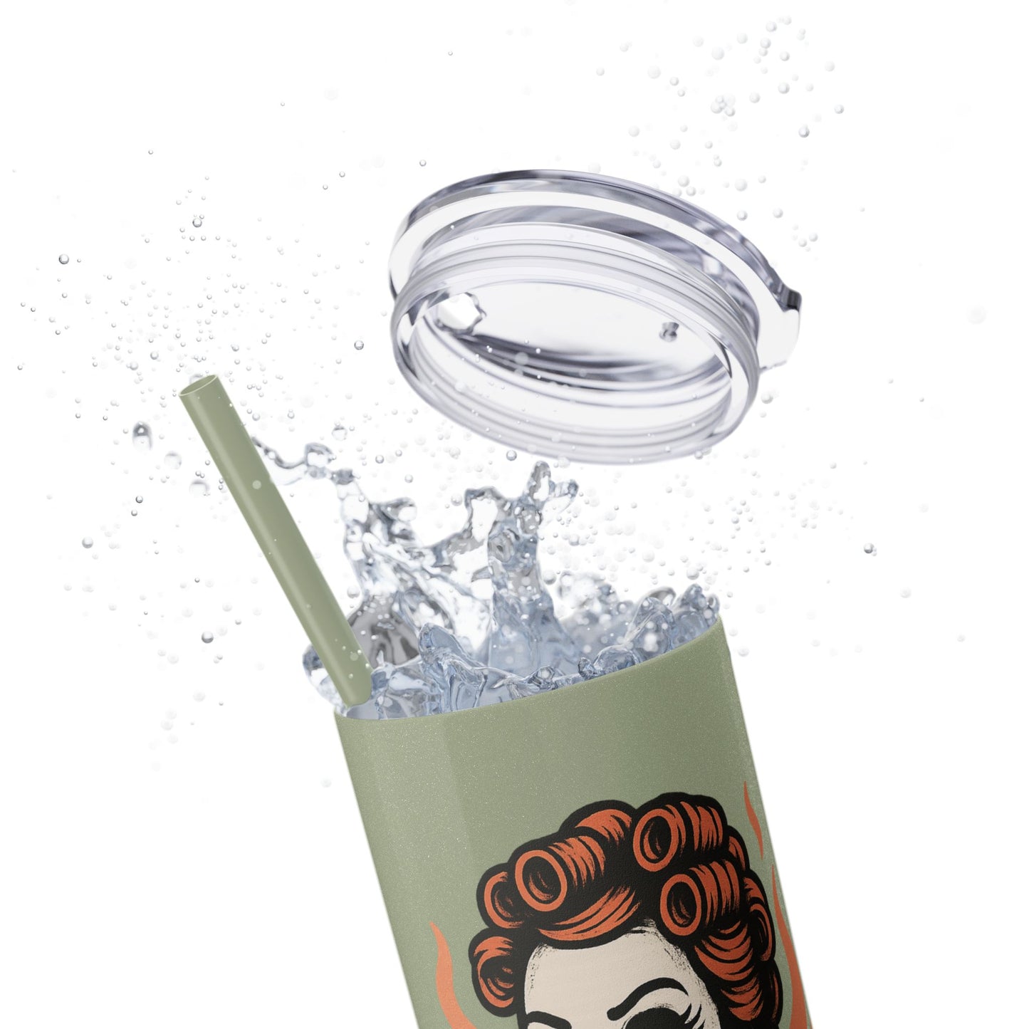 Burned Out But Still Pretty Tumbler | Funny Skeleton Travel Cup | 20oz Stainless Steel Skinny Tumbler with Straw | Dark Humor Gift