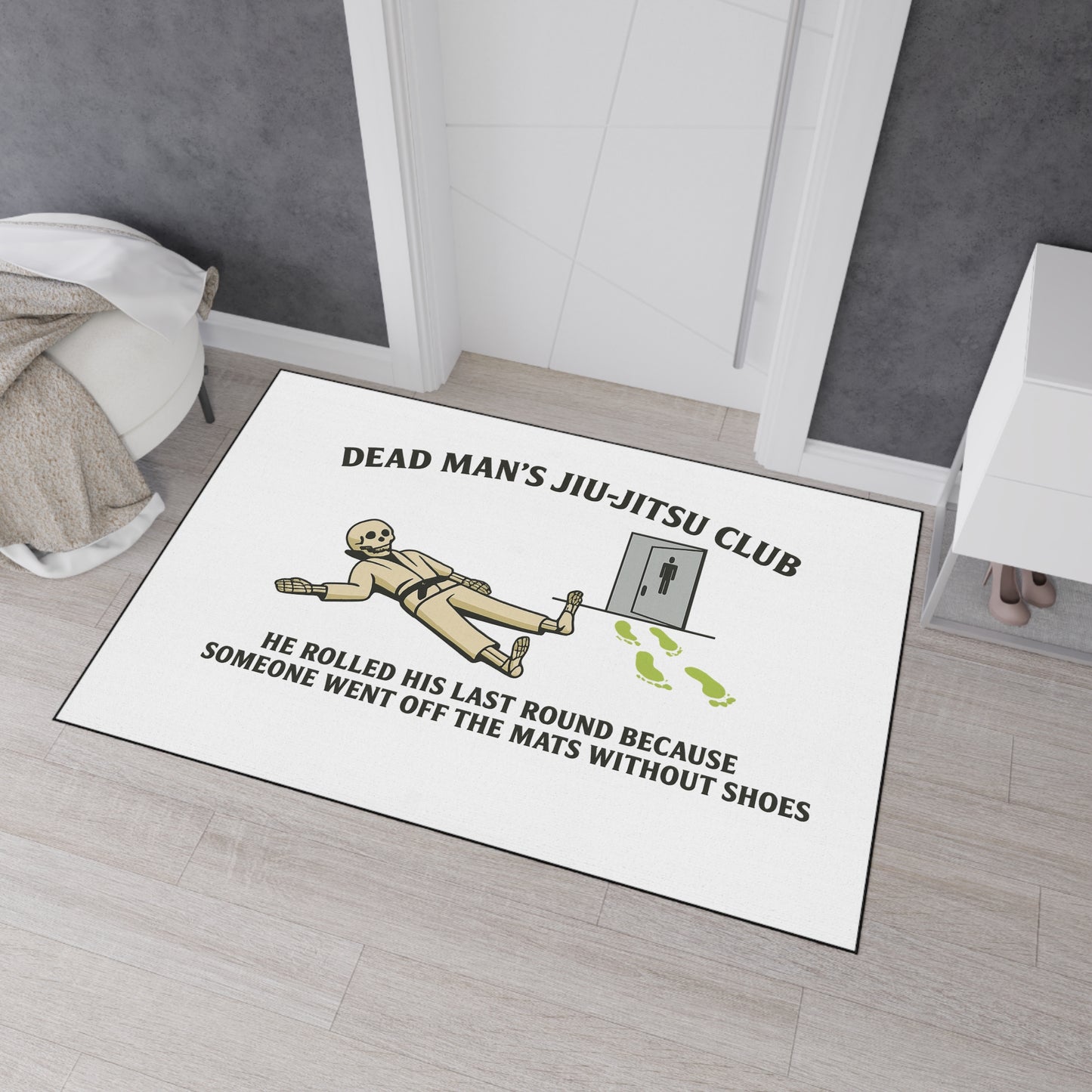 Dead Mans Jiu Jitsu Club Mat / Funny Gym Hygiene Skeleton Rug / Rolled His Last Round BJJ Floor Mat / Jiu-Jitsu Floor Mat | Dead Mans Club