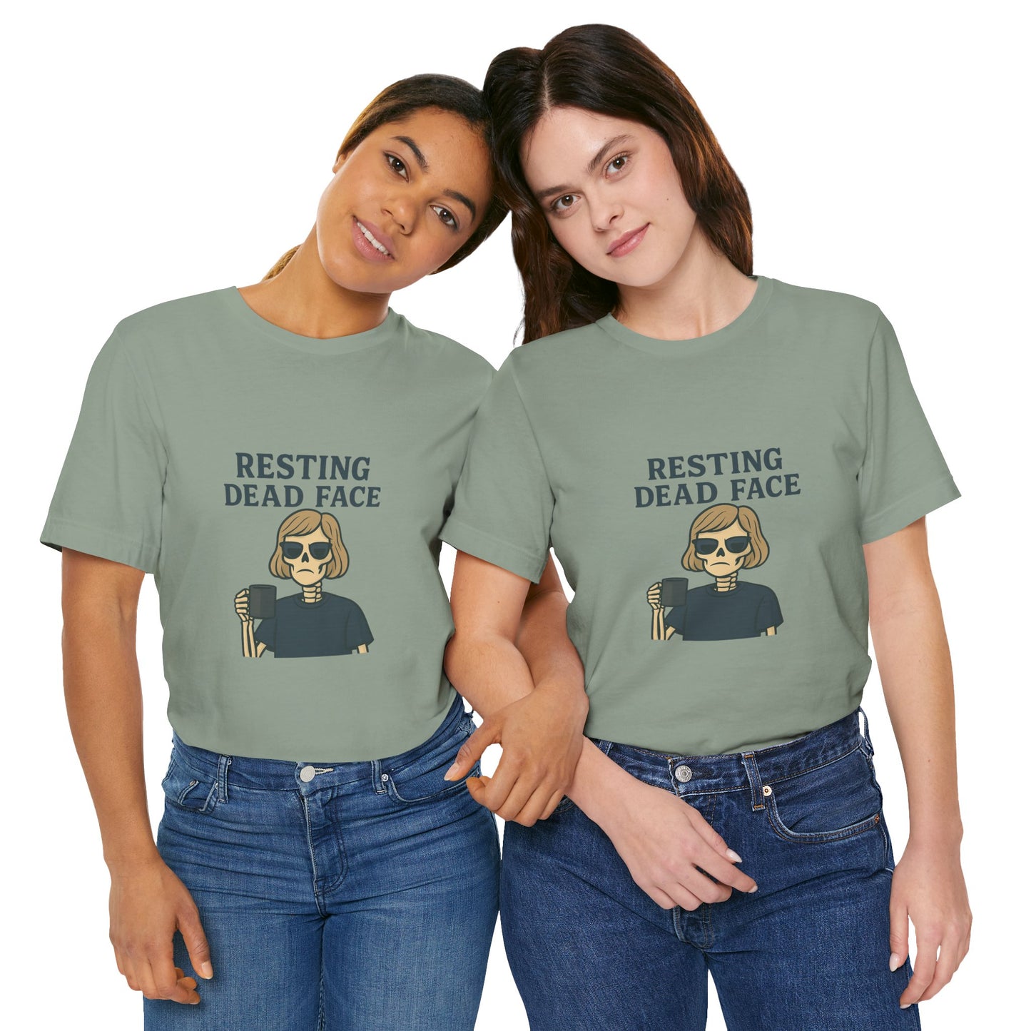 Resting Dead Face T-Shirt / Funny Skeleton Coffee Shirt | Burnout Humor Tee for Women | Dead Mans Club / Resting Dead Face Unisex Tee