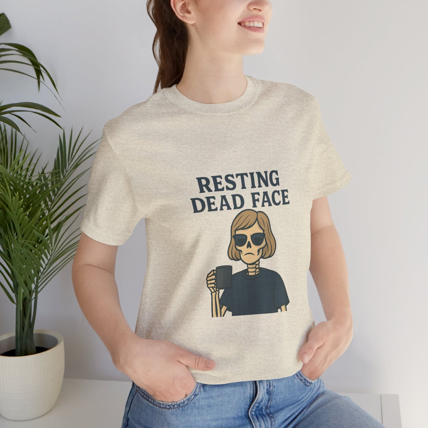 Resting Dead Face T-Shirt / Funny Skeleton Coffee Shirt | Burnout Humor Tee for Women | Dead Mans Club / Resting Dead Face Unisex Tee
