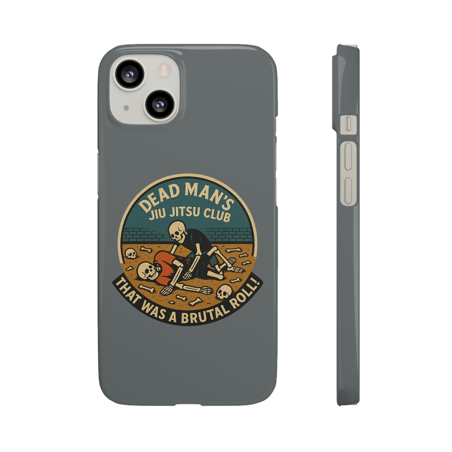 Dead Mans Jiu Jitsu Club iPhone Case That Was a Brutal Roll Skeleton Grappling Design
