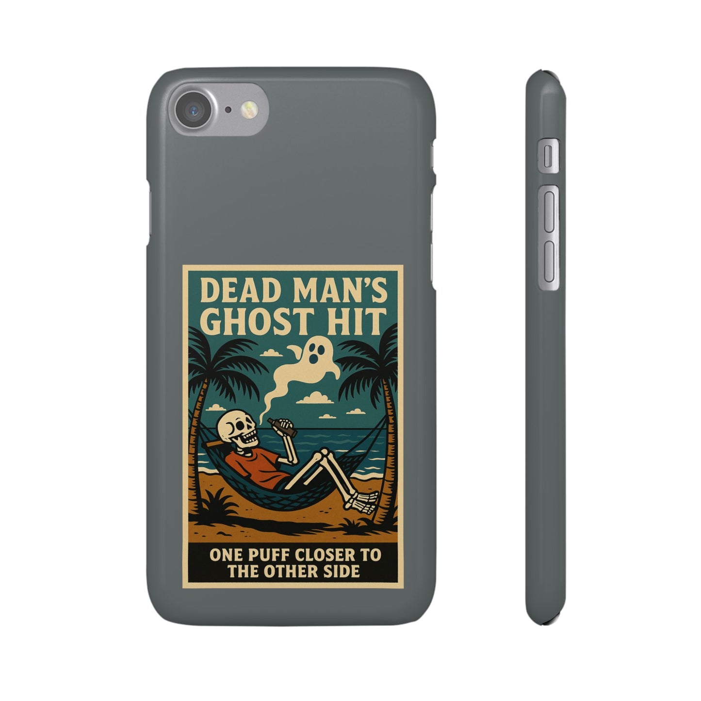 Dead Mans Ghost Hit iPhone Case One Puff Closer to the Other Side Skeleton Vibe Design