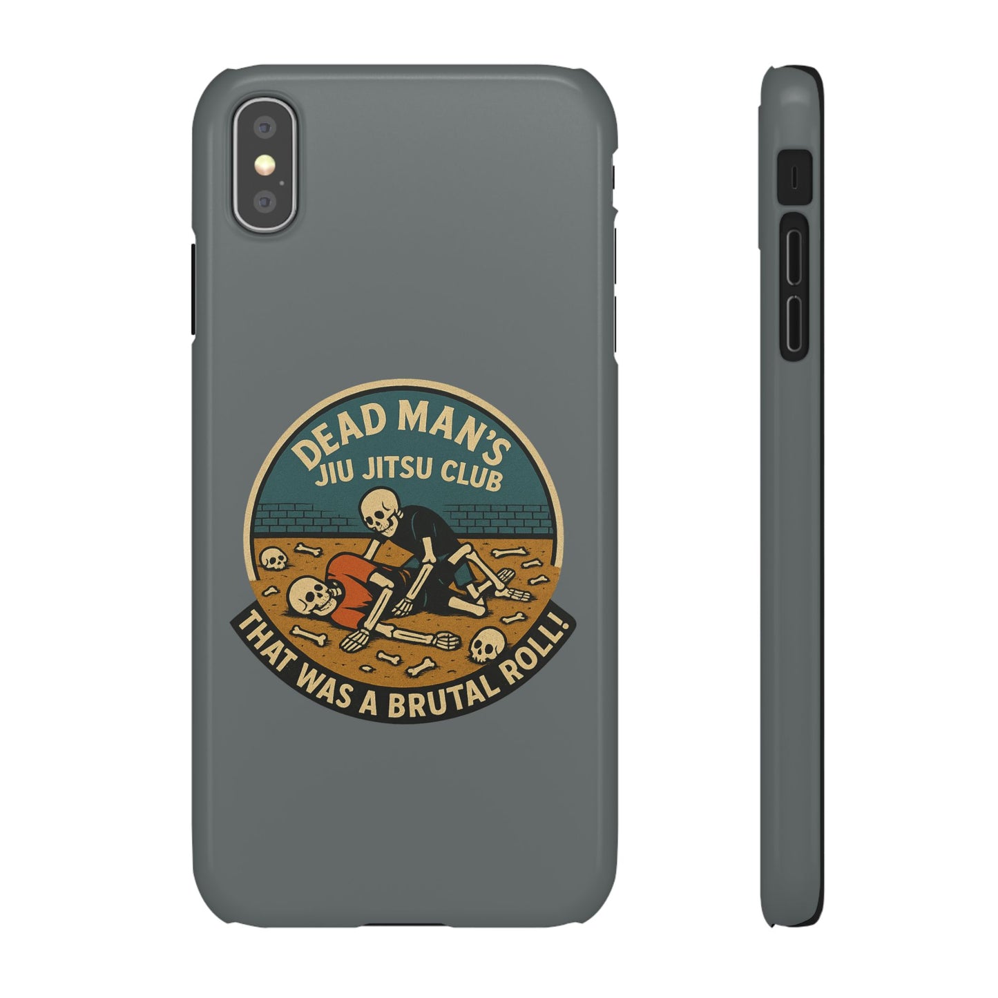 Dead Mans Jiu Jitsu Club iPhone Case That Was a Brutal Roll Skeleton Grappling Design