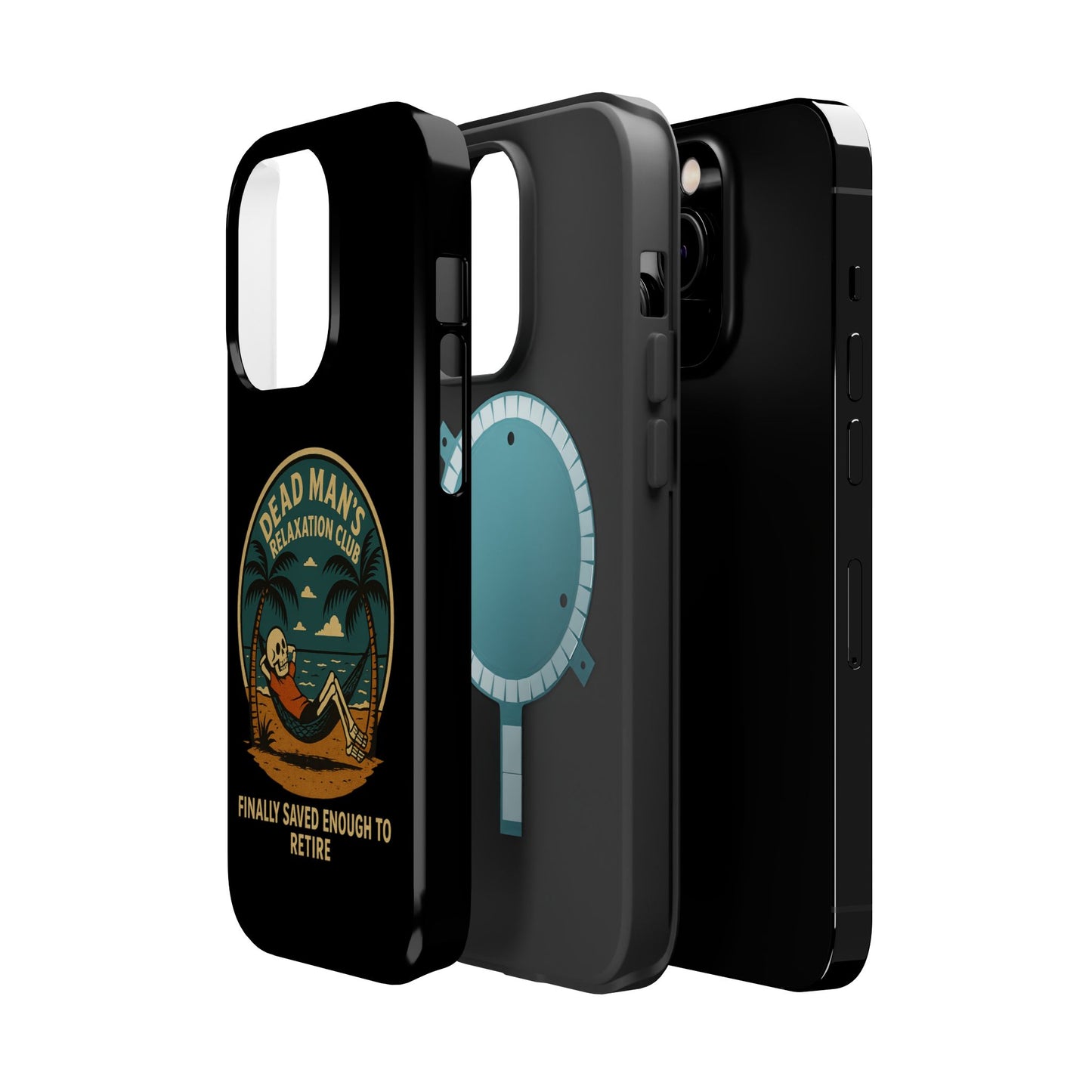 Dead Mans Relaxation Club iPhone Case / Finally Saved Enough to Retire Skeleton Beach Design