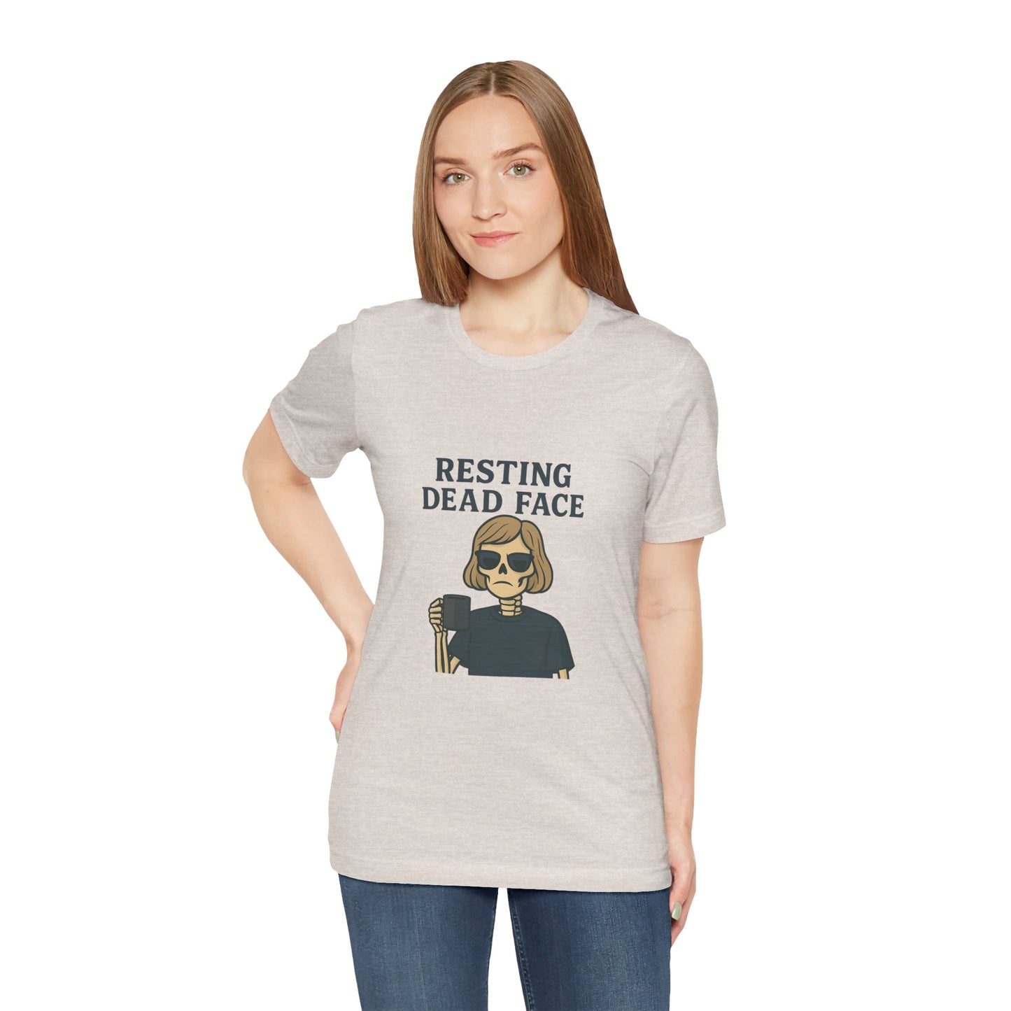 Resting Dead Face T-Shirt / Funny Skeleton Coffee Shirt | Burnout Humor Tee for Women | Dead Mans Club / Resting Dead Face Unisex Tee