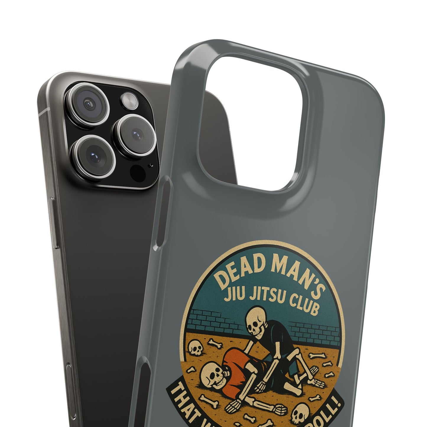 Dead Mans Jiu Jitsu Club iPhone Case That Was a Brutal Roll Skeleton Grappling Design