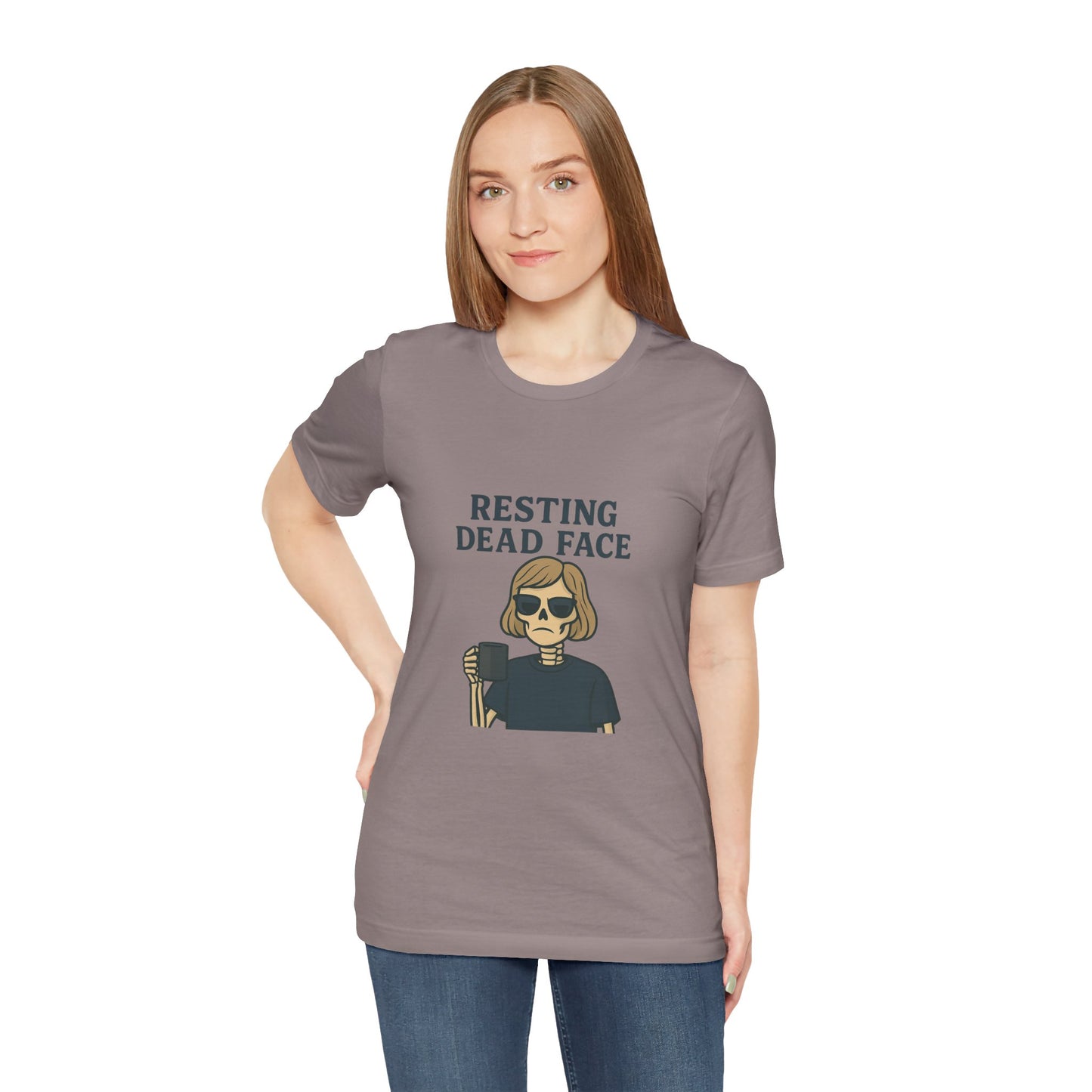 Resting Dead Face T-Shirt / Funny Skeleton Coffee Shirt | Burnout Humor Tee for Women | Dead Mans Club / Resting Dead Face Unisex Tee