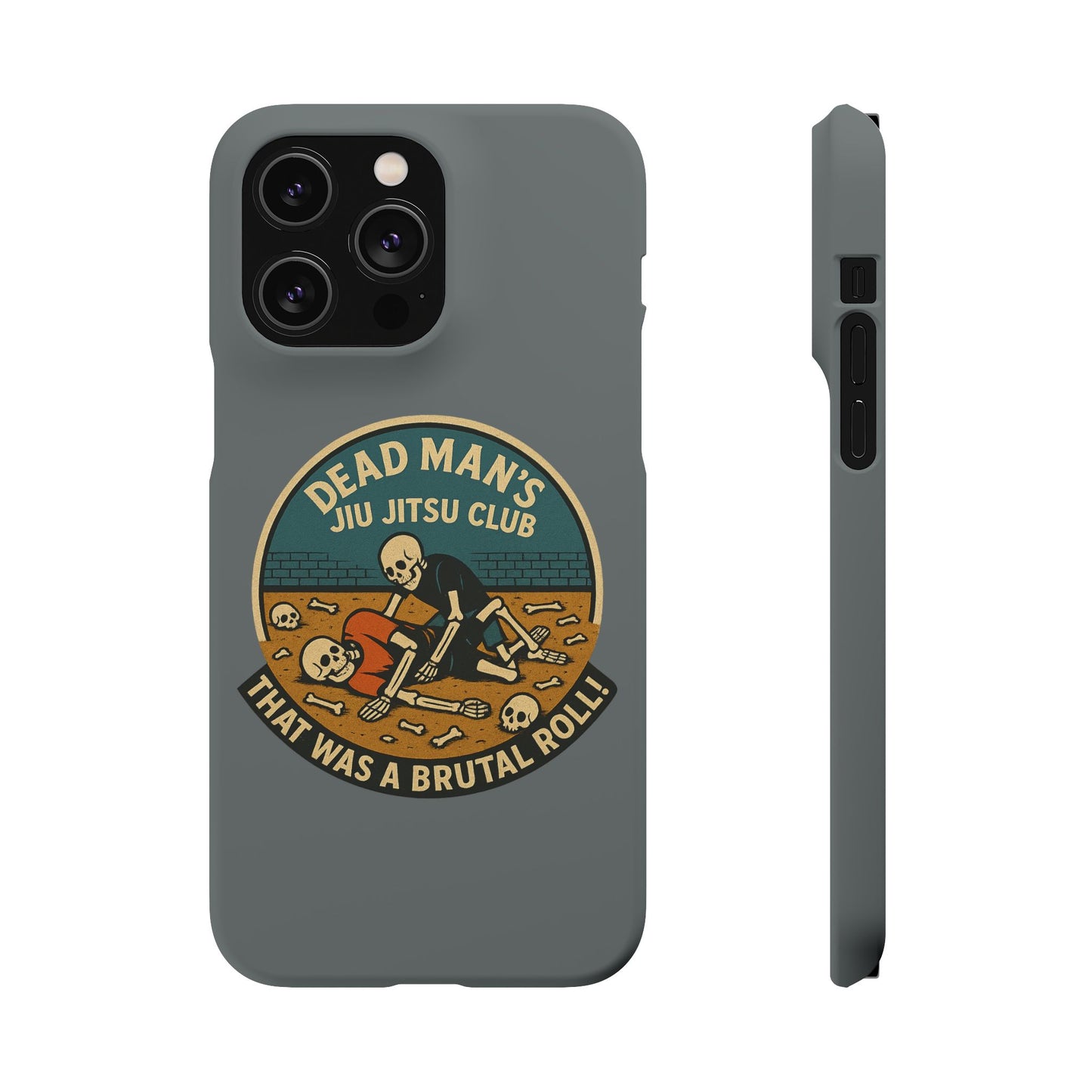 Dead Mans Jiu Jitsu Club iPhone Case That Was a Brutal Roll Skeleton Grappling Design