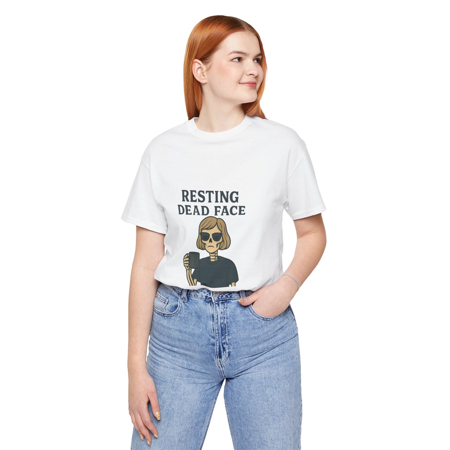 Resting Dead Face T-Shirt / Funny Skeleton Coffee Shirt | Burnout Humor Tee for Women | Dead Mans Club / Resting Dead Face Unisex Tee