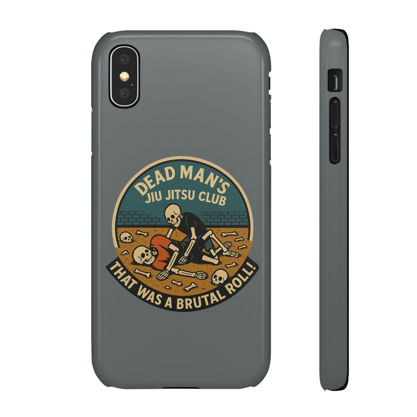 Dead Mans Jiu Jitsu Club iPhone Case That Was a Brutal Roll Skeleton Grappling Design