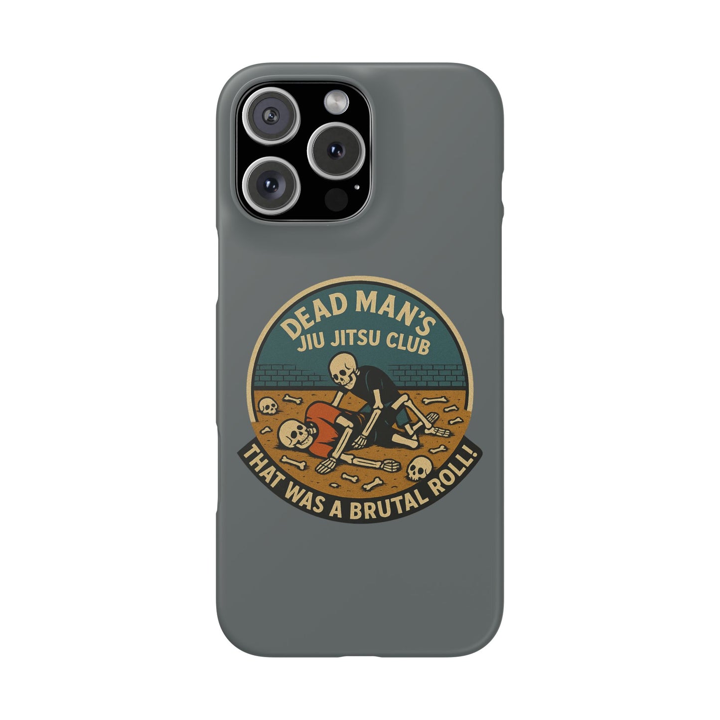 Dead Mans Jiu Jitsu Club iPhone Case That Was a Brutal Roll Skeleton Grappling Design