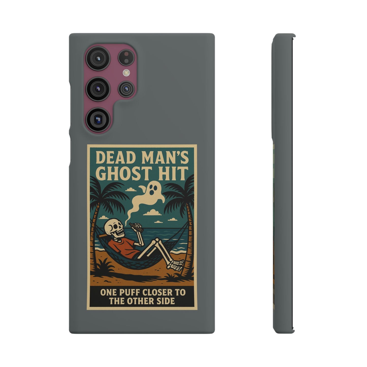 Dead Mans Ghost Hit iPhone Case One Puff Closer to the Other Side Skeleton Vibe Design