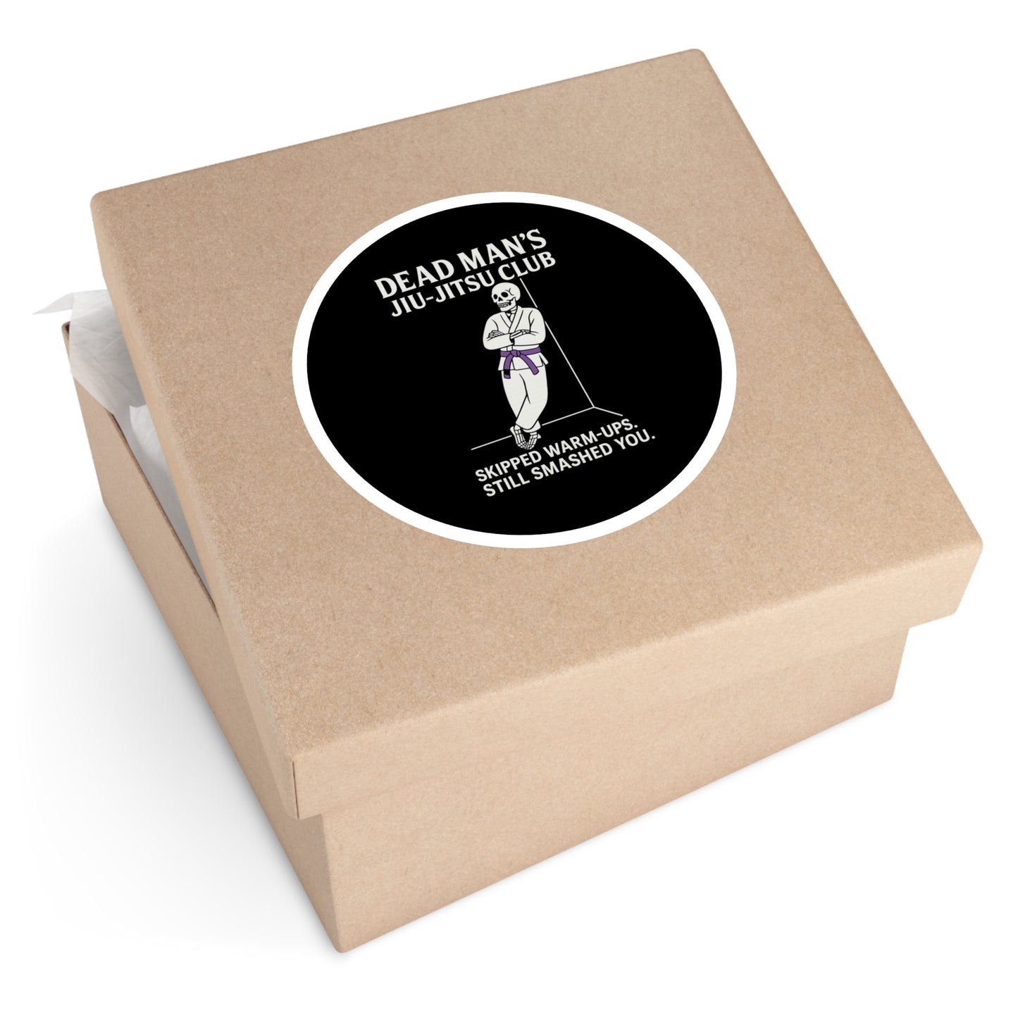 Dead Mans Jiu-Jitsu Club Round Sticker / Skipped Warm-Ups, Still Smashed You | BJJ Skeleton Decal