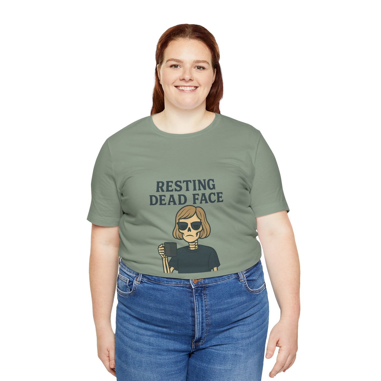 Resting Dead Face T-Shirt / Funny Skeleton Coffee Shirt | Burnout Humor Tee for Women | Dead Mans Club / Resting Dead Face Unisex Tee