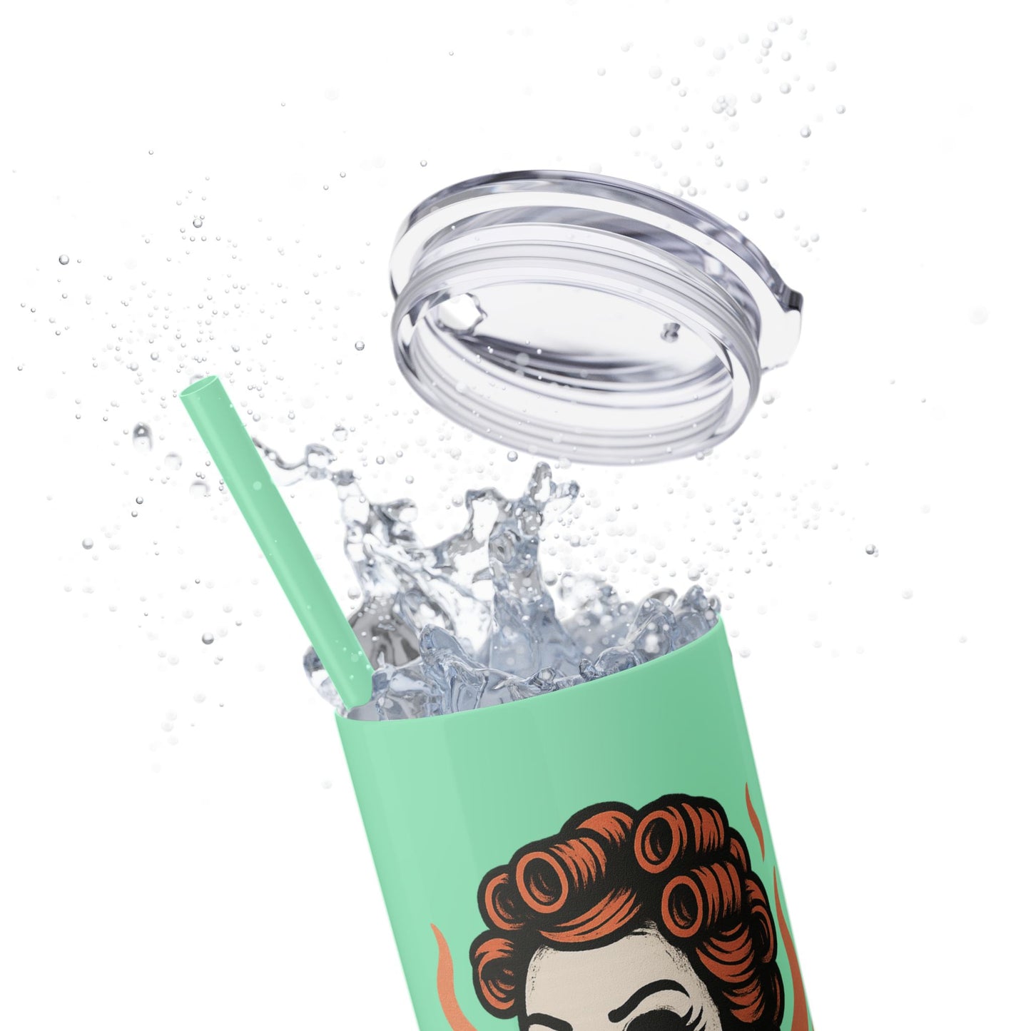 Burned Out But Still Pretty Tumbler | Funny Skeleton Travel Cup | 20oz Stainless Steel Skinny Tumbler with Straw | Dark Humor Gift