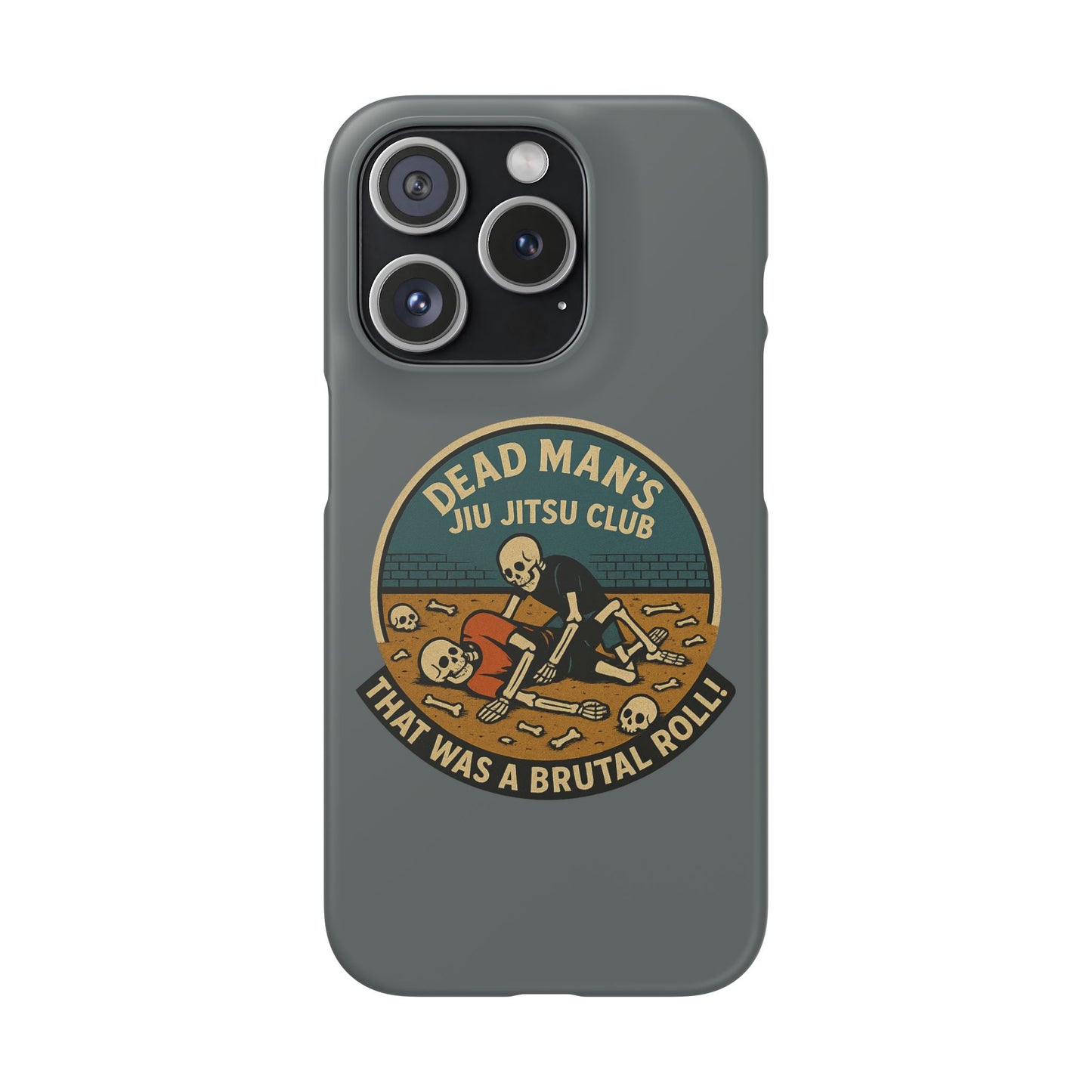 Dead Mans Jiu Jitsu Club iPhone Case That Was a Brutal Roll Skeleton Grappling Design