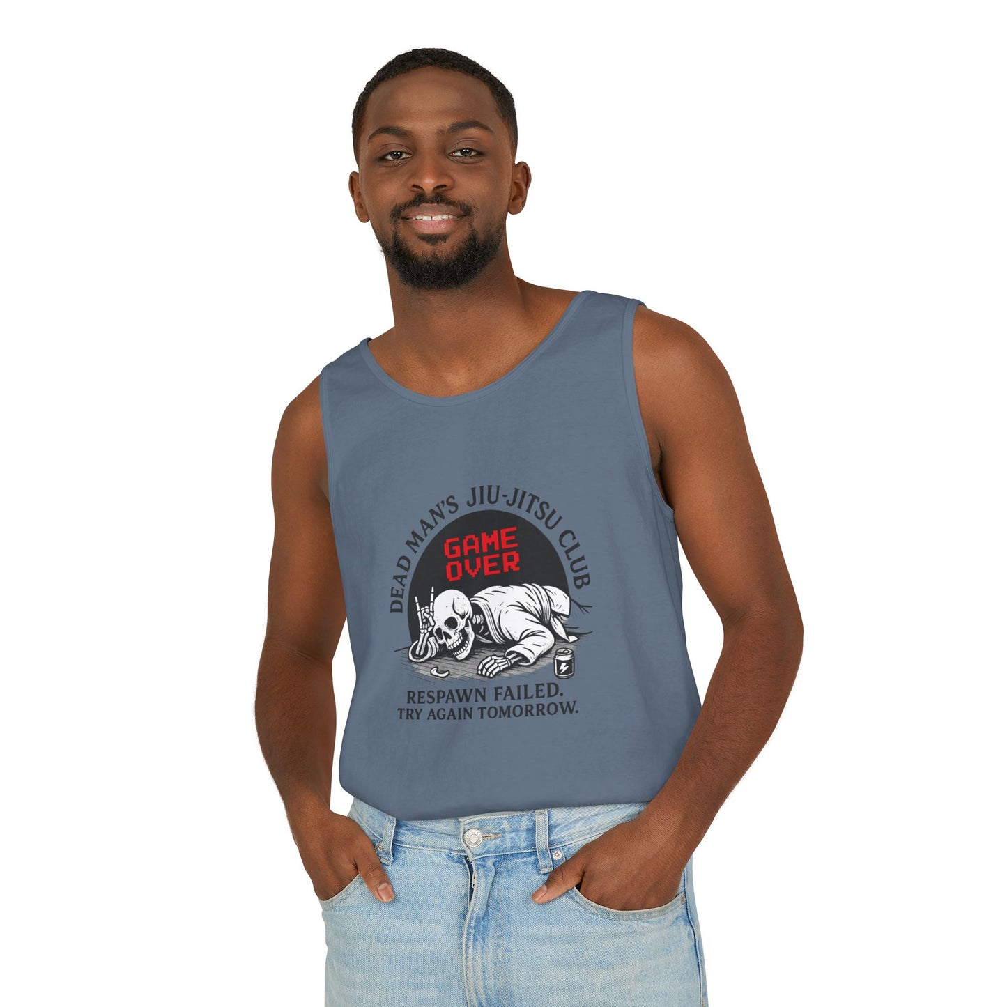 Game Over Tank Top / Dead Mans Jiu-Jitsu Club | Funny BJJ Skeleton Design / Jiu-Jitsu Skull Tank Top