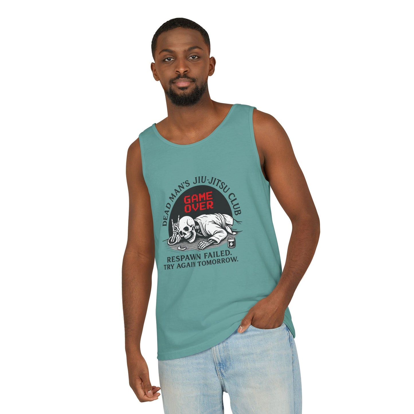 Game Over Tank Top / Dead Mans Jiu-Jitsu Club | Funny BJJ Skeleton Design / Jiu-Jitsu Skull Tank Top