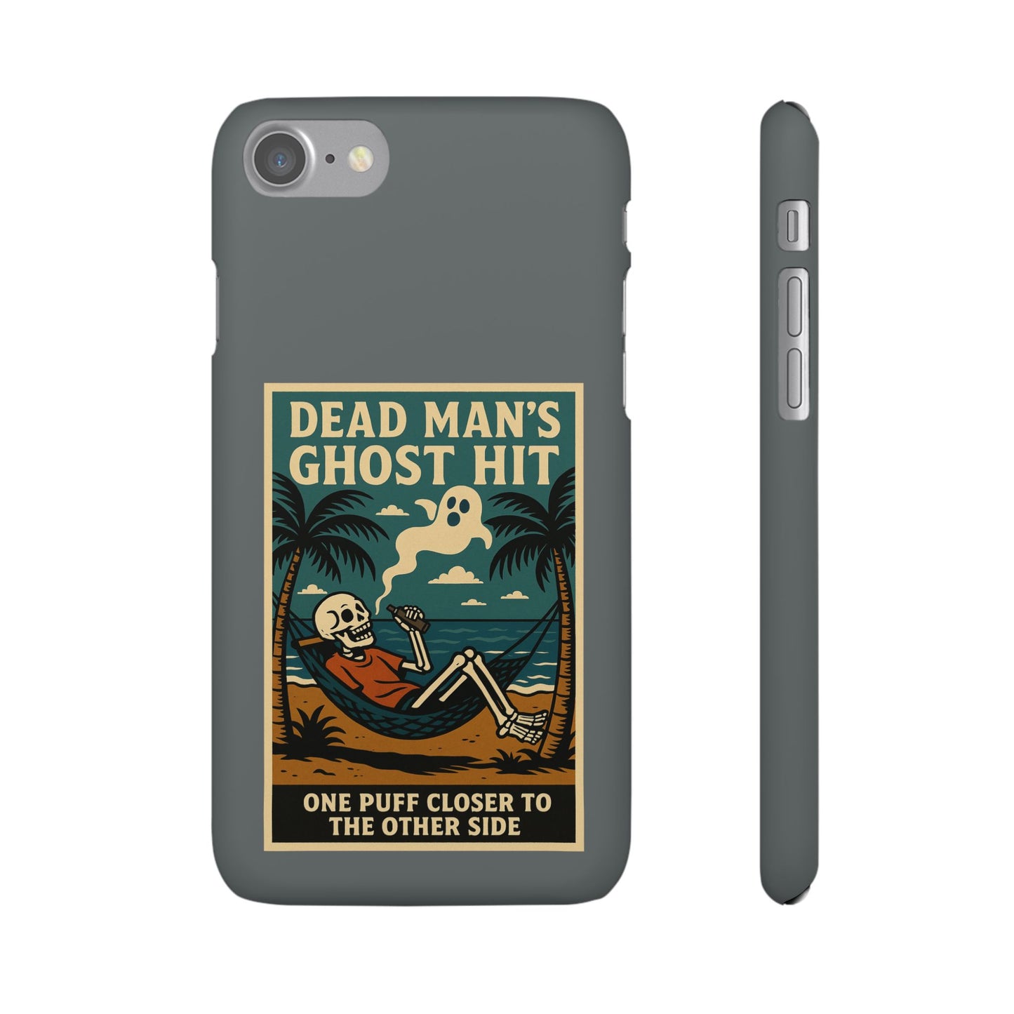 Dead Mans Ghost Hit iPhone Case One Puff Closer to the Other Side Skeleton Vibe Design