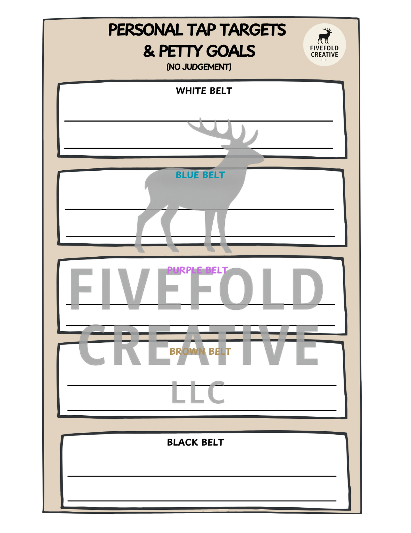 Personal Tap Target Tracker | Funny BJJ Goal Sheet | Jiu-Jitsu Digital Download | Brazilian Jiu-Jitsu Belt Log | Printable BJJ Gift